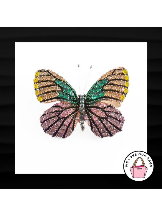 UNBRANDED Jewelry - NEW CRYSTAL RHINESTONE BUTTERFLY METAL CHARM BROOCH PIN for BAG COAT SCARF